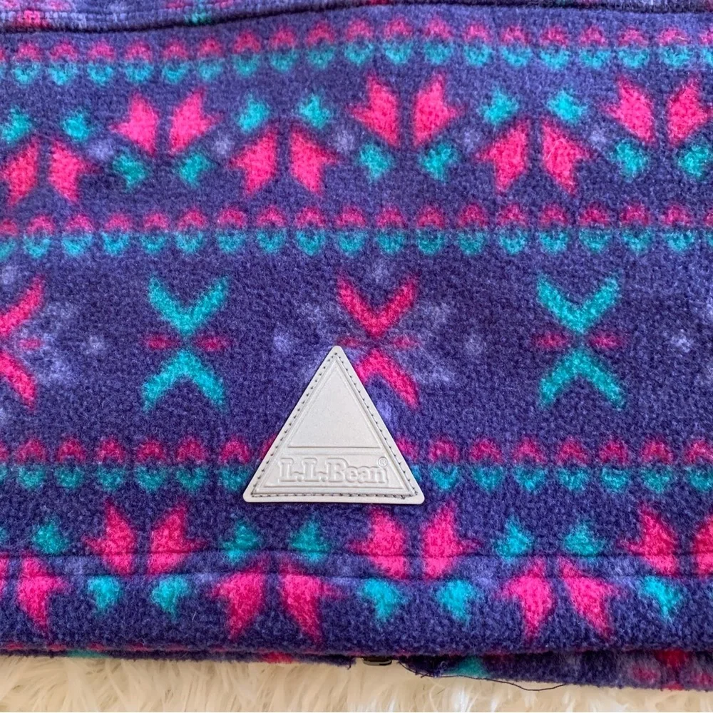 L.L. Bean Girls' Purple Patterned Fleece Vest Size M- 5/6